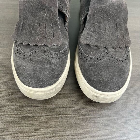 Frye Gemma Kiltie Women's Size 6 Suede Leather Slip-On Color Smoke Gray - Picture 9 of 12